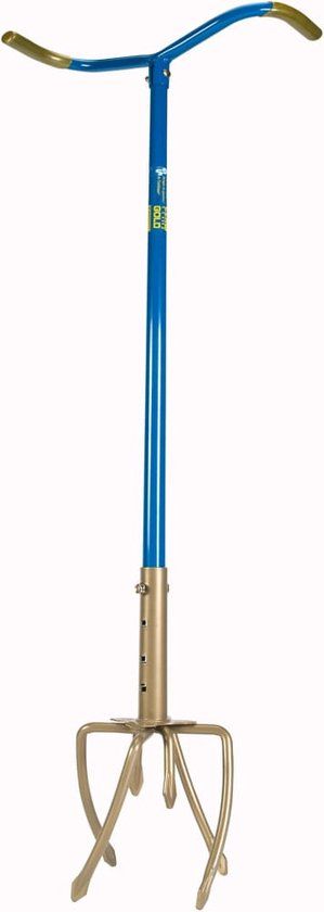 Tuinklauw GG921-06 - Woelvork - In Lengte Verstelbaar - 4 Tanden - Blauw/Goud