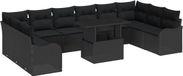vidaXL Banc de jardin noir polyrotin 11 coussins métal 177,5x85 cm