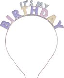Ginger Ray Metalen tiara 'it's my birthday' pastel