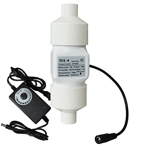TTiiLoe Panda TTiiLoe Mini Elektronische Buis Ventilator 2 "50mm met 20mm PVC Pijp Interface & Snelheidsregelaar 22 CFM Luchtcirculatie Vent Blower 6 W 12 V Inline Booster voor Zolder Keuken Badkamer