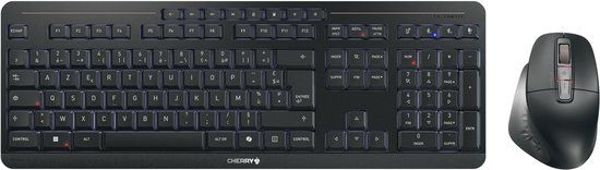 CHERRY Stream desktop ultimate toetsenbord Inclusief muis Thuis/Werk USB + RF Wireless + Bluetooth AZERTY Frans Zwart
