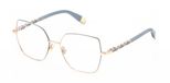 Furla VFU835 Femme Métal Carré Or Rose Brillant W / Pièces Gris Foncé 54 mm