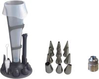 MASTRAD - Professionele herbruikbare spuitzakset 1 l + 12 roestvrijstalen spuitmonden + houder + reinigingsborstel - keuken gebak desserts - BPA-vrij