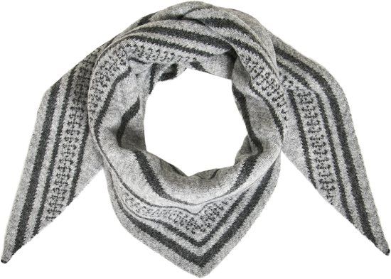 VILA VICALLIS Jacquard Knit Scarf Dames Polyester Dark Grey Melange