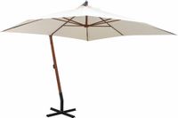 vidaXL Zweefparasol met houten paal 300x300 cm wit