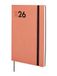 Finocam Mara Weekplanner 2026, horizontaal, van januari tot december, 12 maanden, met elastiek en stippenband, zachte omslag, koraal