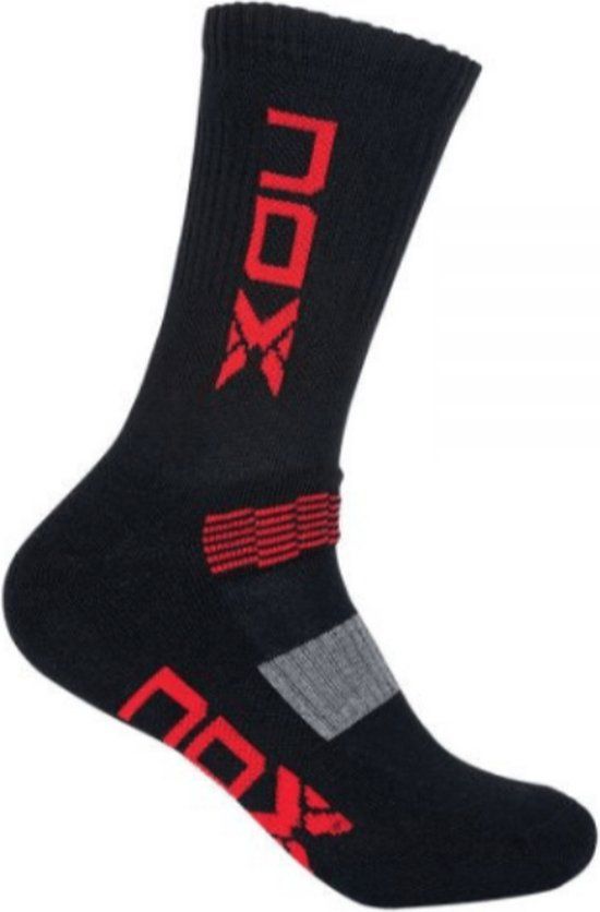 NOX Padel Sokken - Technisch - Zwart/Rood - Unisex - Schoenmaat 39-44