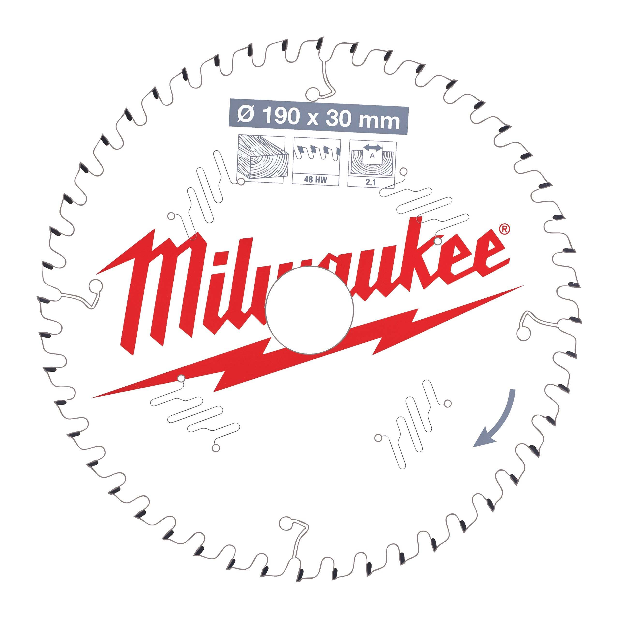 Milwaukee Cirkelzaagblad voor Hout | Ø 190mm Asgat 30mm 48T - 4932471380