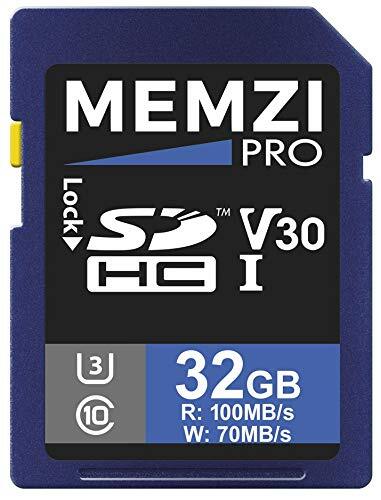 MEMZI PRO 32GB SDHC-geheugenkaart voor Sony Alpha a3000, a5000, a5100 digitale camera's - High Speed Class 10 UHS-1 U3 100 MB/s Lees 70 MB/s Schrijf V30 4K-opname