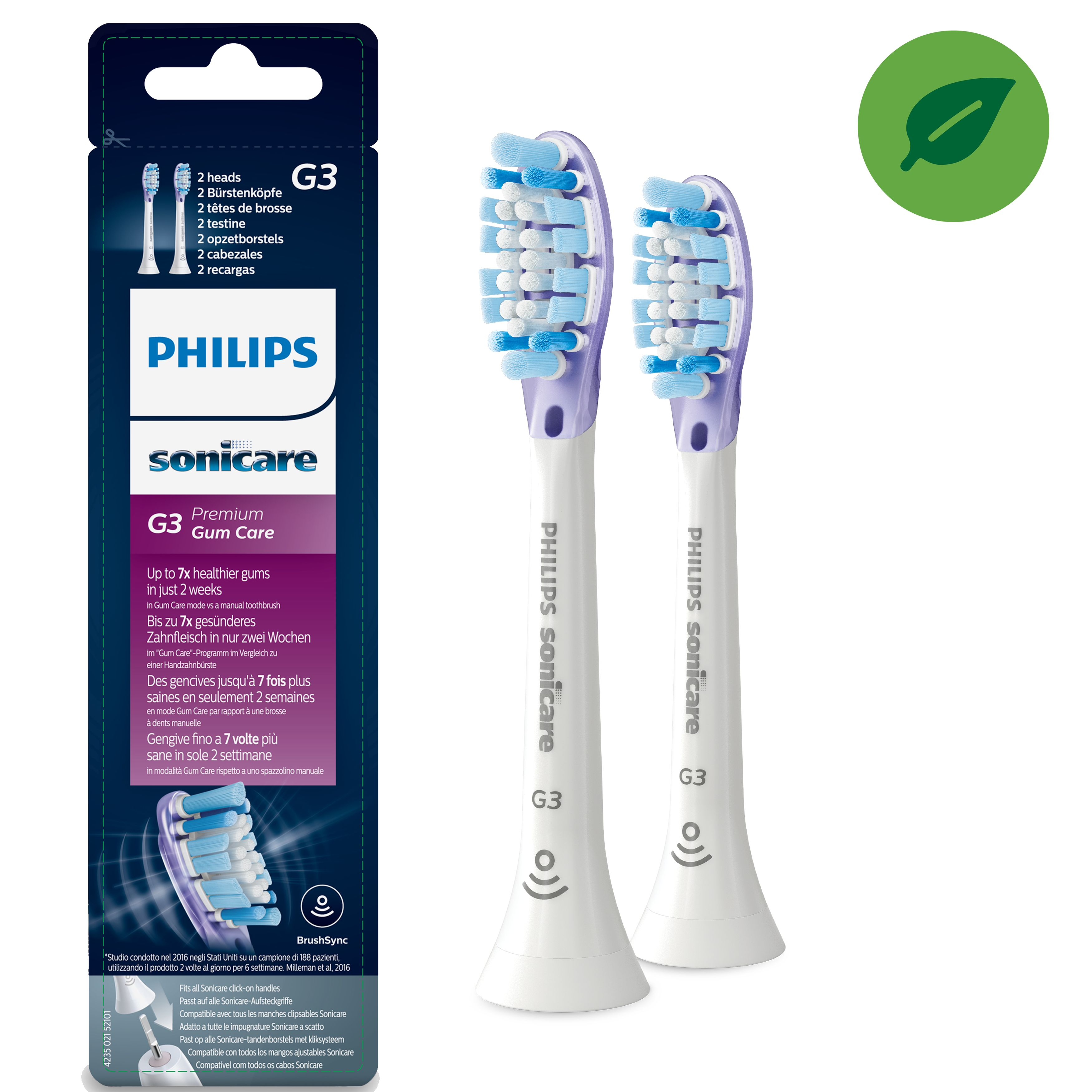 Philips G3 Premium Gum Care HX9052/17 2x Witte sonische opzetborstels