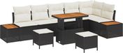 vidaXL Tuinbank - Set - 9 - st - Zwart - poly - rattan