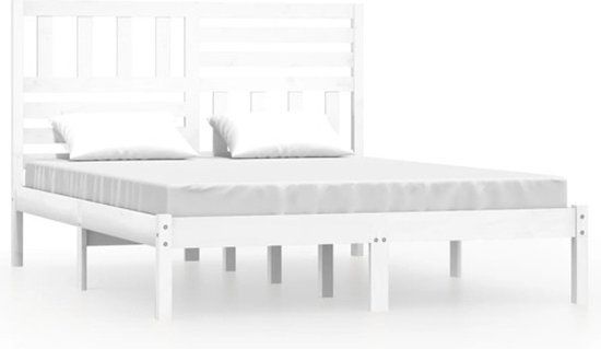 vidaXL Bedframe massief grenenhout wit 140x200 cm