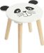 Home Styling Collection Tabouret enfant en bois SAFARI avec motif animal, 28 cm - blanc