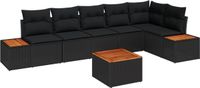 vidaXL Tuinbank - Set - 7 - st - Zwart - Poly - rattan