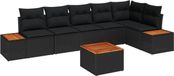vidaXL Tuinbank - Set - 7 - st - Zwart - Poly - rattan