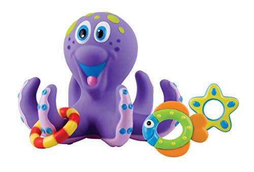 Nuby - Kinderspeelgoed drijvende octopus met 3 ringen - Octopus en ringen drijven op het water- voor kinderen vanaf 18 maanden