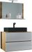 VCM 3-tlg. Lavabo | Meuble sous lavabo largeur 80 cm | Ensemble de meubles de salle de bain avec tiroirs miroir | Lendas M