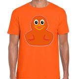 Bellatio Decorations Verkleed T-shirt heren - eend - oranje - Carnaval/themafeest M