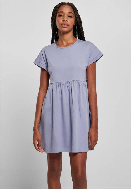 Urban Classics Organic Empire Valance Korte Jurk - Women's XL - Blue/Purple - 100% Cotton - Short Sleeve - Party Dress