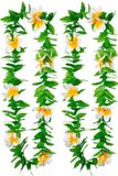 Boland Hawaii krans/slinger - 2x - Tropische kleuren mix groen/wit - Bloemen hals slingers