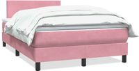 vidaXL Boxspring met matras fluweel roze 120x220 cm