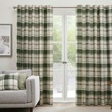 Fusion Matteo Green Tartan Gordijnen met ringen, 168 x 229 cm (b x l) - 2 panelen - 100% katoen - olijfgroen geruite gordijnen - donkergroene gordijnen voor slaapkamer, woonkamer of kantoor - klaar om