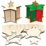 Baker Ross FX265 Sterren Houten Doosjes - Pak van 3, Kerstdecoratie Knutselen voor Kinderen, Houten Knutselset, Kerst Knutselgeschenkjes