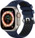Strap-it Sportbandje met gesp - Geschikt voor Apple Watch bandje - Series 1/2/3/4/5/6/7/8/9/10/11/SE/SE2/SE3 - Donkerblauw/Zwart - Siliconen bandje voor sport - Loop iWatch bandje maat: 38 / 40 / 41 / 42mm