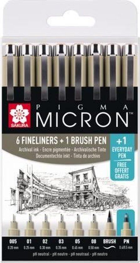 Sakura Pigma Micron Fineliners - 8-delige set - Zwart - Fijn