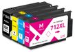 HP Cartouches d'encre recyclées 712XL pour DesignJet T210-T650 (4 pièces)