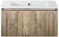 BES LED Frozen 3D Badmeubelset 80 cm - Greeplijst in Kleur - French Oak - Keramische Wastafel Wit Zonder Kraangat