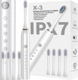 Unknown Brosse À Dents Électrique Sonique Blanche 4 Têtes 6 Modes De Fonctionnement