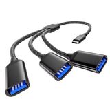 NEUTYPECHIC USB C splitter 1 naar 3, adapter Tipo C stekker naar USB A 2.0 female kabel, USB Y-kabel voor OTG, gegevensoverdracht, poort-extender power verdeler voor MacBook, Pro iMac PS4 PC Samsung