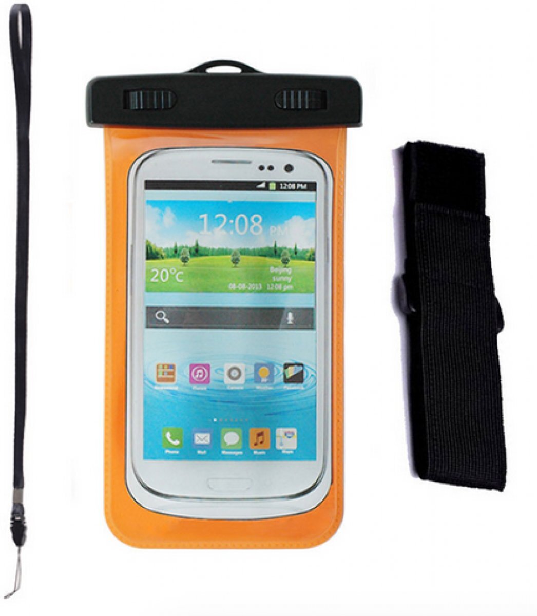 HaverCo Waterproof bag hoes etui Oranje voor telefoon voor iPhone Samsung Galaxy LG HTC etc