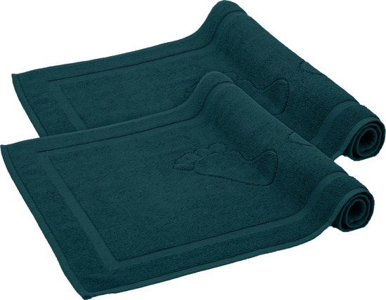 Komfortec Badmat Set - 2 stuks - 50x80 cm - 100% Katoen - Zachte en Absorberende Douchemat - Petroleumblauw
