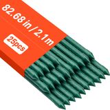 VEVOR Plantensteun, Verpakking van 25 Stuks, Plantenstokken ⌀11x2100mm, met Kunststof Gecoate Metalen Tomatenstokken, Plantensteun met Puntig Uiteinde en Antislipnoppen voor Het Kweken van Klimplanten en Groenten