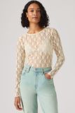 Levi's Seraphina top met kant en lange mouwen - Women's - L - Wit / Egret Nylon