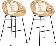 Beliani WINDOM - Barkruk set van 2 - Naturel - Rotan