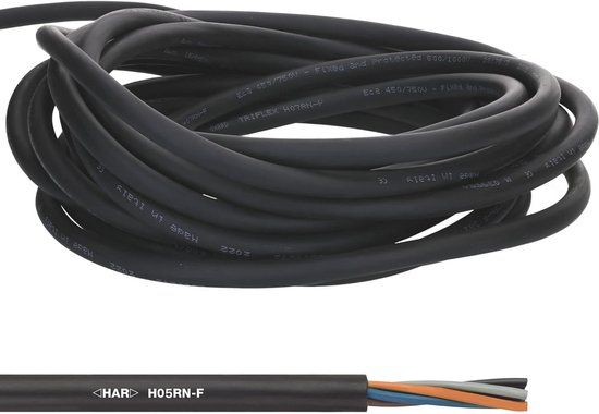 Lapp 10 meter H05RN-F 2x0,75 mm² flexibele rubberen kabel zwart