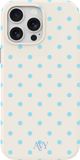 AVY Hoesje geschikt voor Apple iPhone 13 Pro Max | Riviera Dots | Polka Dots | Beige & Blauw | Hard Shell Back Cover | Compatibel met MagSafe & Qi2