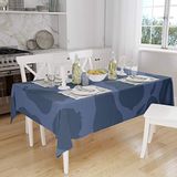 Bonamaison Tafelkleed, Anti-Mold, Sneldrogend, Waterdicht, 100% Polyester Tafellaken, Blauw, 140 x 160 Cm