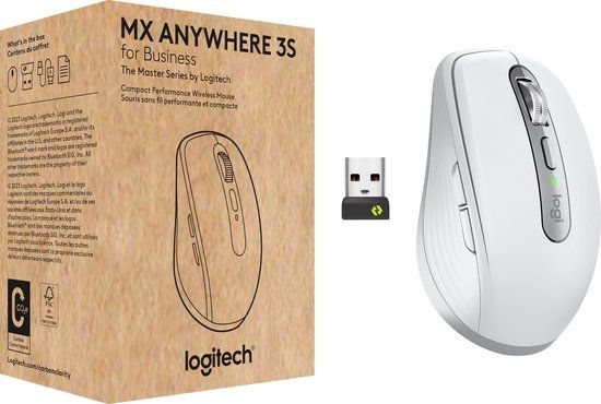 Logitech MX Anywhere 3S for Business - Draadloze Muis - Wit - 8000 DPI - Rechtshandig