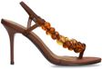 Sacha - Dames - Bruine sandalen met hak en kralen - Maat 39