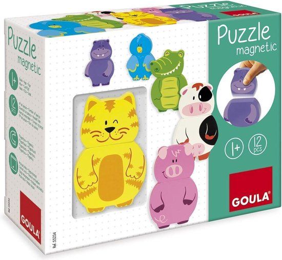 Goula Jumbo Goula Houten Puzzel Boerderijdieren Magnetisch 9 Stukjes
