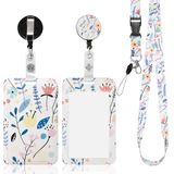 AiQInu ID-kaarthouder, omhangkoord met intrekbare badge, karabijnhaak spoel, clip en afneembare sleutelhanger, voor bankkaarten, sleutels, identiteitskaart