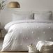 Parure de lit, 100% Coton, argenté à pois blancs, Super King size