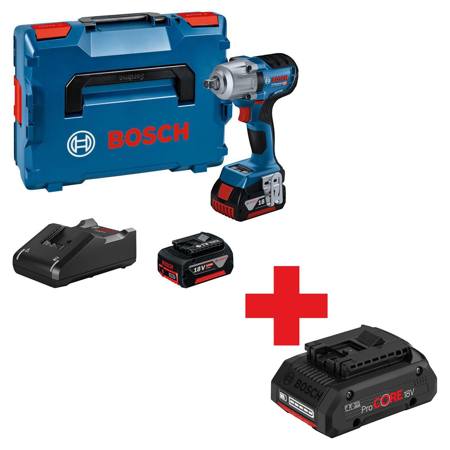 Bosch Professional GDS 18V-450 HC Accu slagmoersleutel 18V 5.0 Ah in L-Boxx - 06019K4103