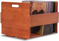 Merkloos Famanu Vinylplatenbox - Opbergdoos voor maximaal 80 LP's - Bamboo organizer