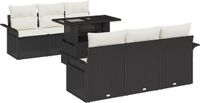 vidaXL Tuinbank - Set - 7 - st - Zwart - Poly - Riet