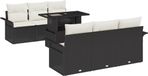 vidaXL Tuinbank - Set - 7 - st - Zwart - Poly - Riet